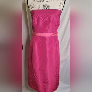 J Crew fuchia silk strapless dress size 14